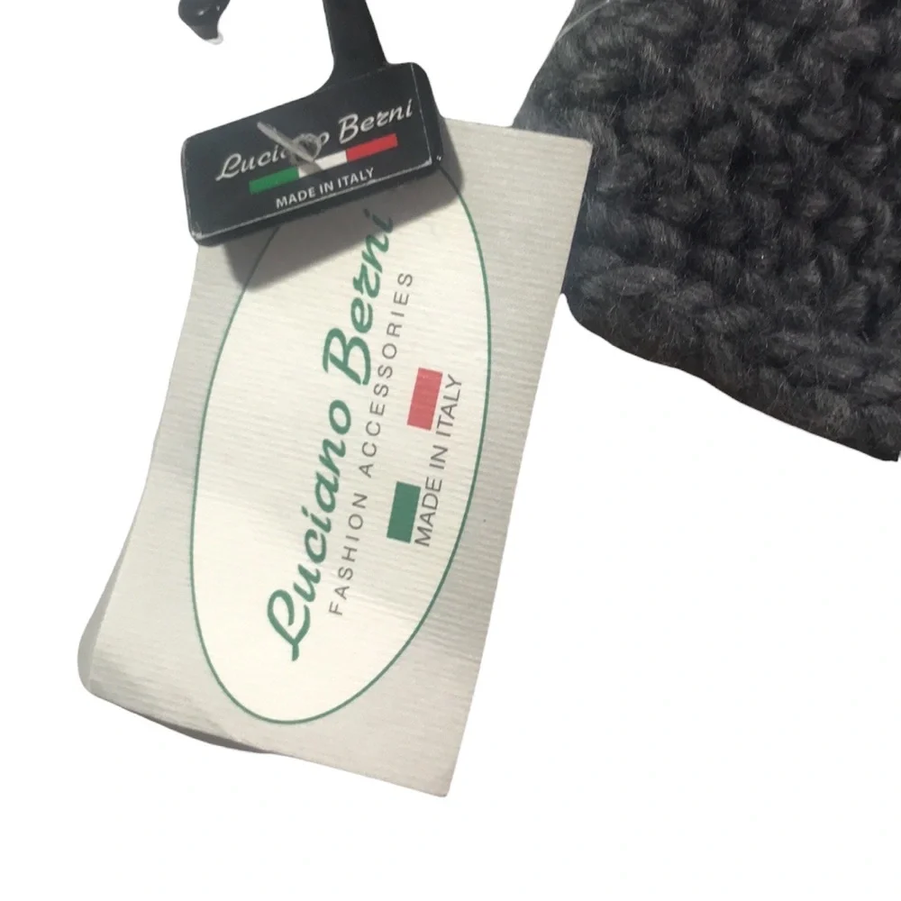 Luciano Benzi Italian Fashion Wool/Alpaca Blend Knit Gray Ear Warmer